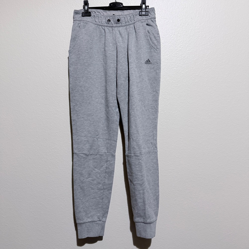 Adidas Women Gray Tapered Jogger Sweatpants Small Heather Fleece Activewear